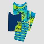 Toddler Boys' 4pc Monsters, Inc. Tie-Dye Snug Fit Pajama Set - Green