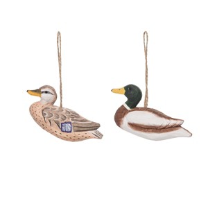 Gallerie II Mallard Ducks Wood Bird Decorative Christmas Tree Ornaments, Set of 2 - 1 of 2