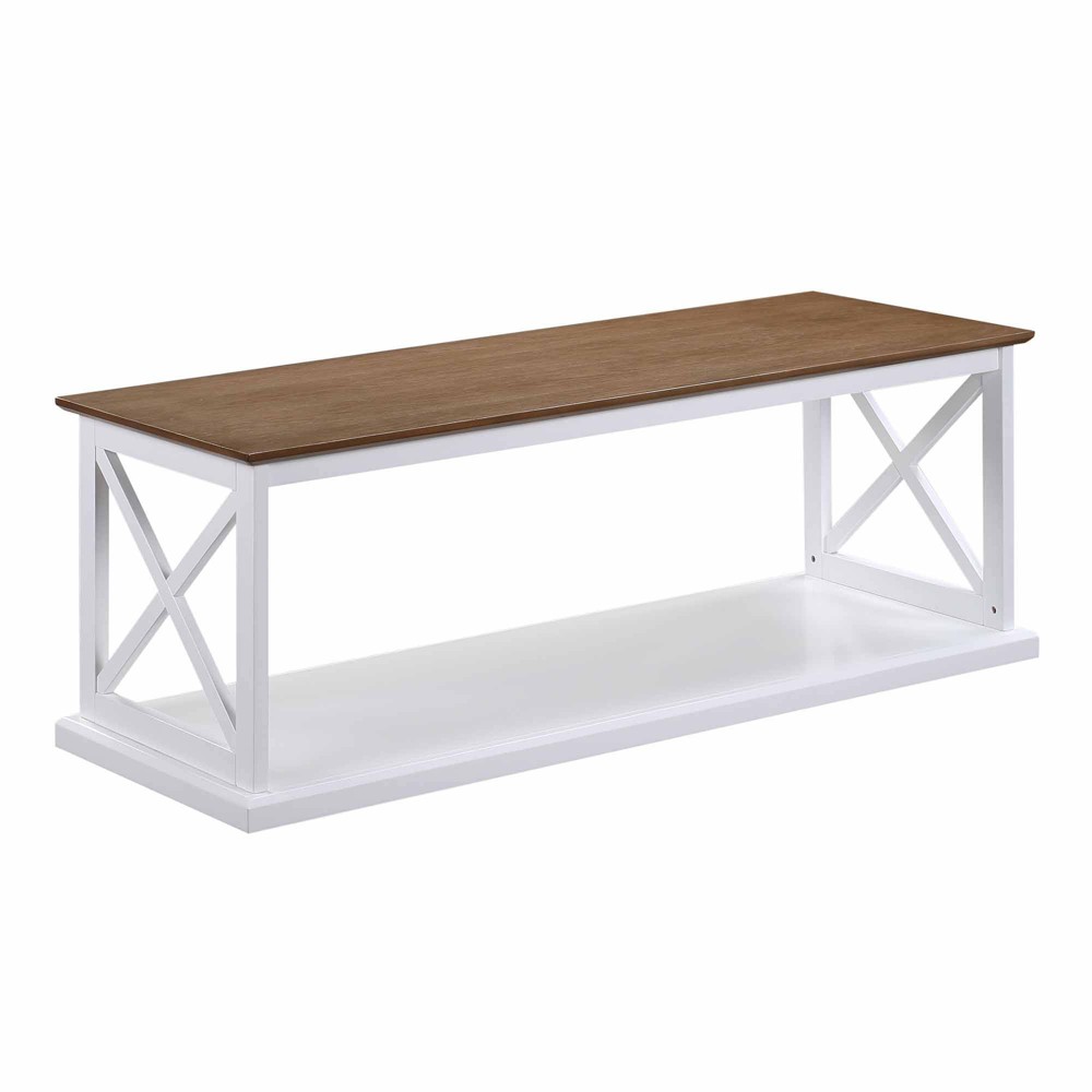 Breighton Home Coventry Coffee Table with Shelf Driftwood/White: Traditional Style, MDF Build, 4-Leg Base