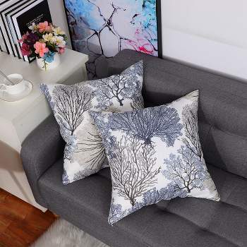 PiccoCasa Polyester Stylish Simplicity Sofa Decorative Pillow Cover 18"x18" 2 Pcs