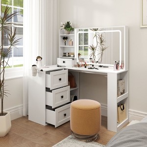 CAVINAS Makeup Organizer Black Vanity Desk Large Storage Dressing Table with Mirror Modern for Bedroom - 1 of 4