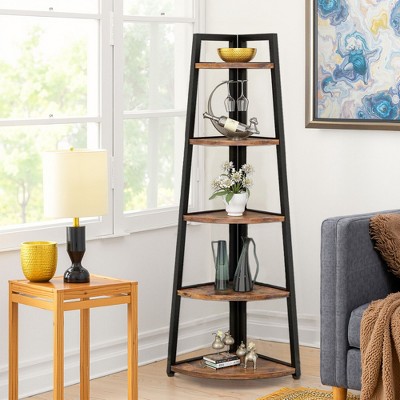 UbMelt 70 Inch Book Shelf Modern 5-Tier Display Corner Bookcase Storage Organzier for Living Room,Bedroom,Office