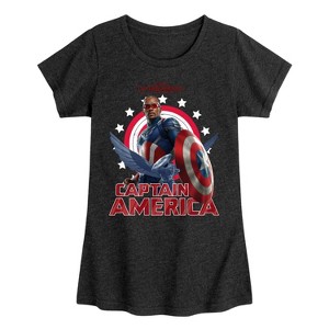 Girls' - Marvel - Captain America Sam Wilson Fitted Short Sleeve Graphic T-Shirt - 1 of 4