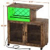 Aheaplus Wine Bar Cabinet with Wine Rack and Glasses Rack, Coffee Bar with Charging Station and Wheels - 2 of 4