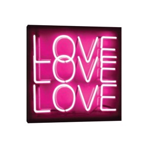 Neon Love Love Love Pink on Black by Hailey Carr Unframed Wall Canvas - iCanvas - 1 of 4