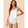 cheibear Women's Sliky Satin Sleeveless Cami Sleepwear with Shorts Lounge Pajamas Set - 3 of 4