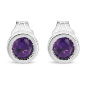 Haus of Brilliance Silver Bezel Set 3.5mm Created Gemstone Solitaire Stud Earrings - 1 of 4