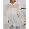 Coolmee Women Crochet Lightweight Cardigan Open Front Long Sleeve Below Hip Hollow Out Cardigans - 2 of 4