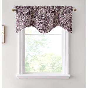 HLC.ME Paris Paisley Rod Pocket Short Scalloped Curtain Valance Basement, Bathroom, Kitchen and Small Windows - 1 of 4