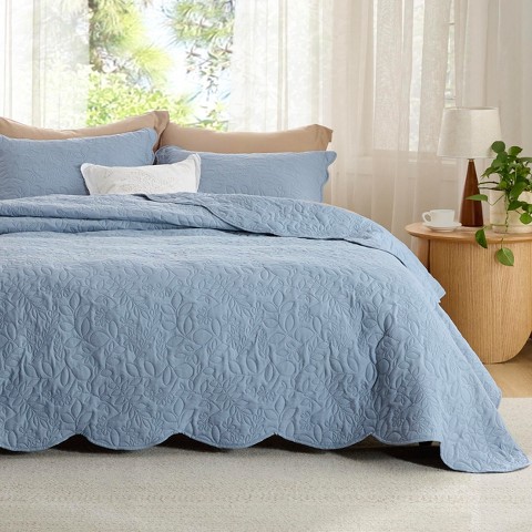 Комплект постельного белья Bedsure Queen из 3 предметов, стёганый, Mineral Blue