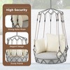 Outdoor Porch Swing Chair with UV Resistant Cushion, Hanging Basket Chair for Patio, Porch, Balcony, Beige/Gray, 300lbs Capacity - ModernLuxe - 4 of 4