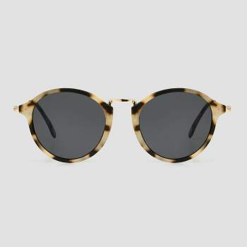 Women's Tortoise Shell Print Metal Round Sunglasses - Universal Thread™ Brown/Gold