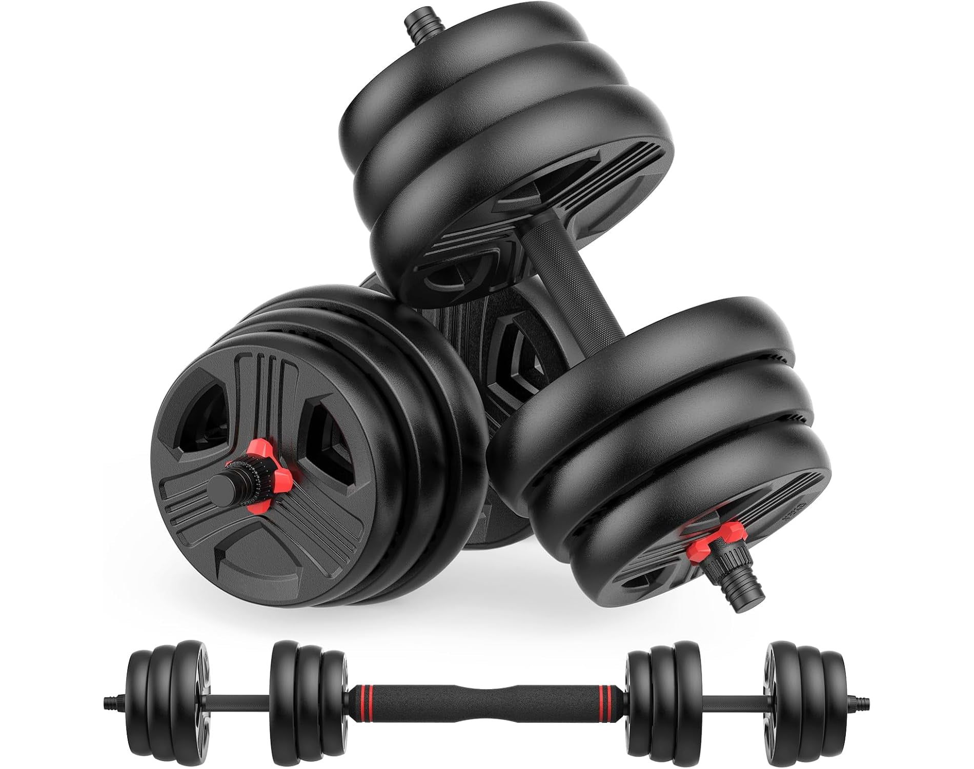 Adjustable Dumbbells,80lbs Free Weights Dumbbells Convertible 2 or 3 in 1 Set Used as Barbell, Kettlebells, A Pair of Lightweight for Home Gym