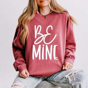 Simply Sage Market Women's Lightweight Garment Dyed Graphic Sweatshirt Be Mine Words - 1 of 3