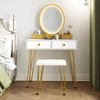 Costway Industrial Vanity Makeup Dressing Table Padded Stool Set 3-Color Lighted Mirror - 3 of 4
