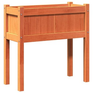 vidaXL Garden Planter with Legs - Wax Brown, Solid Pine Wood Flower Box for Outdoor Garden, Patio, Balcony - 27.6 x 12.2 x 27.6 inches - 1 of 4