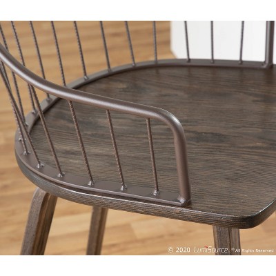 Winston Dark Walnut Wood and Brown Metal Counter Stool