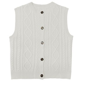 Girls' Cable Knit Button - Front Sleeveless Cardigan Vest - 1 of 1