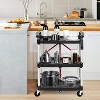 3 Tier Folding Rolling Utility Cart, Portable Kitchen Carts with Handles, 165 Lbs Capacity - 4 of 4