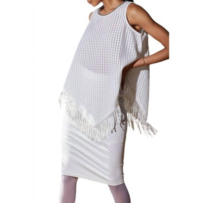 Women's Silver Trim Fringe Top - Reveuse
