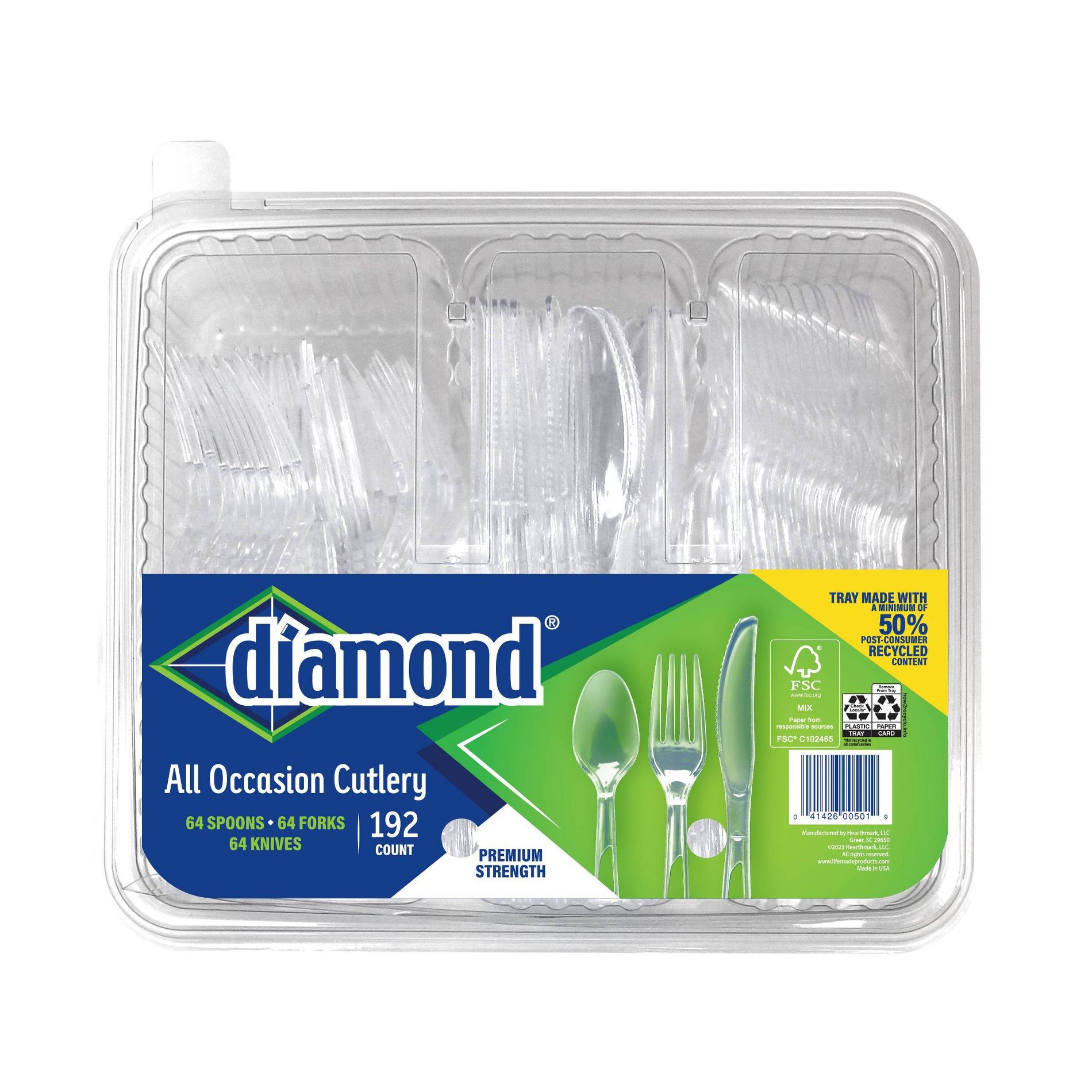 Diamond All Occasion Clear Disposable Forks Spoons and Knives Tray - 192ct