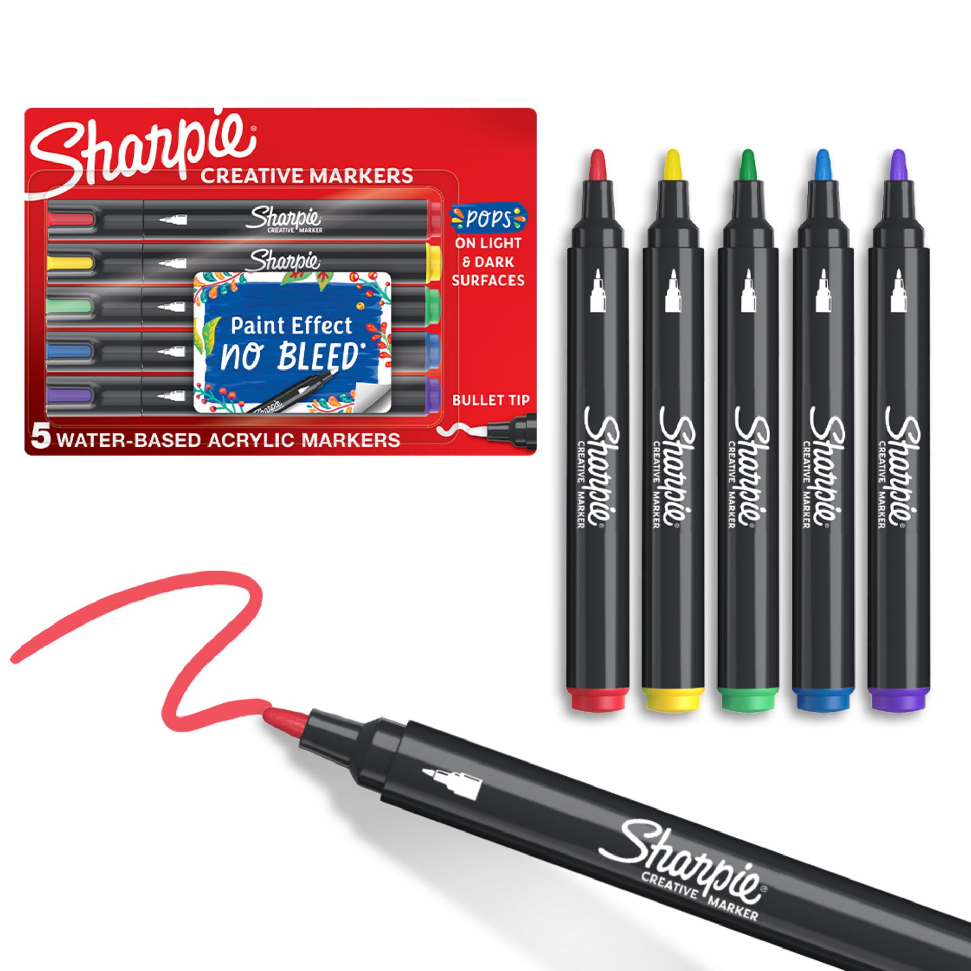 Sharpie 5pk Creative Markers Colorful Bullet Tip Gifting: Permanent Medium Point Art & Stationery Set