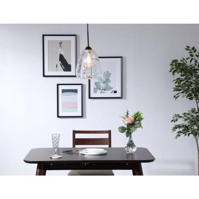 Kason Contemporary Black Finish Clear Glass Pendant Light