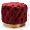 Valeria Velvet Button Tufted Ottoman Burgundy Heather - Baxton Studio - 4 of 4