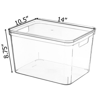 Basicwise Large Set of 3 Clear Storage Container with Lid For Kitchen Pantry Cabinet & Fridge For Organizing, Durable Bin For Home or Office Use — фото 4