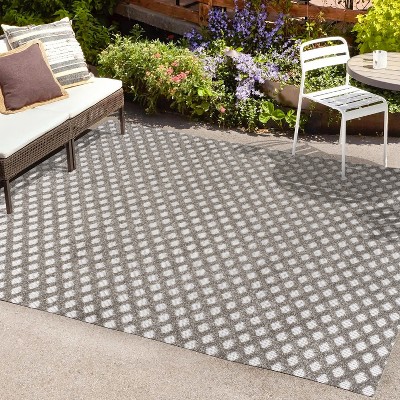Rabat High-Low Pile Mini-Diamond Trellis Indoor/Outdoor Area Rug - JONATHAN Y