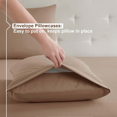 Taupe Queen Deep Pocket Microfiber 4-Piece Sheet Set