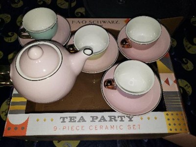 FAO Schwarz Hand-Glazed Ceramic Tea Party Set - 9pc