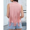 Women's Tassel Vest Hippie Faux Suede Rivets Sleeveless Costume Fringe Jacket - 2 of 4
