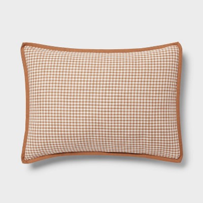 Full/Queen Camel Cotton Mini Gingham Duvet and Sham Set