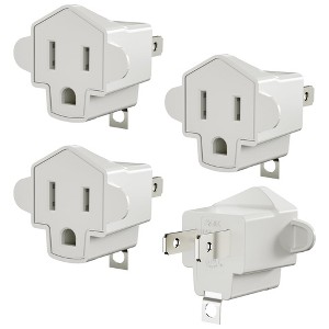 Itopfox 2 to 3 Prong Outlet Adapter, ETL Listed Heavy Duty Wall Plug, Fire-Retardant PBT Material for Old Homes, Travel & Industrial Use (4 Pack) - 1 of 4