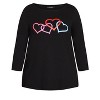 Avenue Women's Plus Size Heart Print Top - 4 of 4