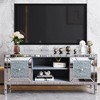 Dexmalle Sliver TV Console Table with Diamond Shape Sparkling Mirror Doors - 2 of 4
