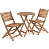 MOEPISY Wooden Folding Patio Furniture for Garden Backyard Balcony Porch w/ 1 Coffee Table and 2 Foldable Chairs - 2 of 4