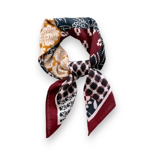 Anna-Kaci Women's Patchwork Geometric Print Cotton-Linen Feel Square Scarf 26.7×26.7 Inches - 1 of 4