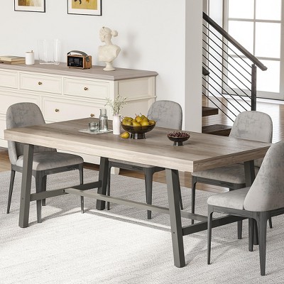 homfan Industrial Dining Table for 6-8 People, 70.87" Long Wooden Kitchen Table with Sturdy Metal Frame & Rustic Brown Finish