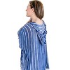 Women's Denim Striped With Fringe Detail Hoodie - KORI - 3 of 3