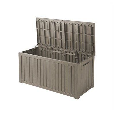 MAYEERTY 180 Gallon Large Capacity Outdoor Deck Box for Patio Furniture Cushions, Pillow with Wheels, Light Brown