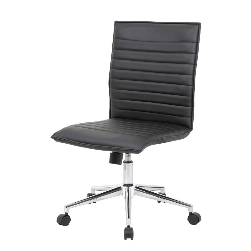 Armless Task Chair Black Vinyl - Boss Office Products, 3 of 9