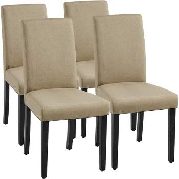 Yaheetech 4pcs Upholstered Fabric Dining Chairs with Solid Wood Legs For Dining Room