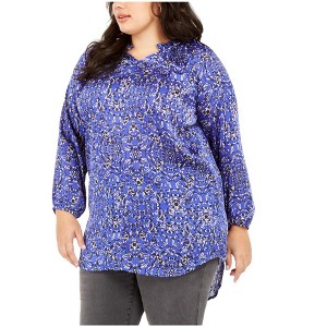 NY Collection Womens Ruffled Collar Floral Tunic Blouse - 1 of 1