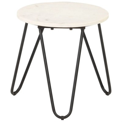 vidaXL Coffee Table White 15.7"x15.7"x15.7" Real Stone with Marble Texture