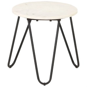 vidaXL Coffee Table White 15.7"x15.7"x15.7" Real Stone with Marble Texture - 1 of 4