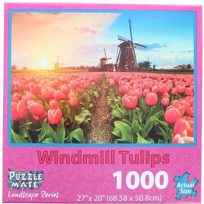 New Puzzlebug 300  Piece Jigsaw Puzzle Tradition Dutch Windmills and Flowers 