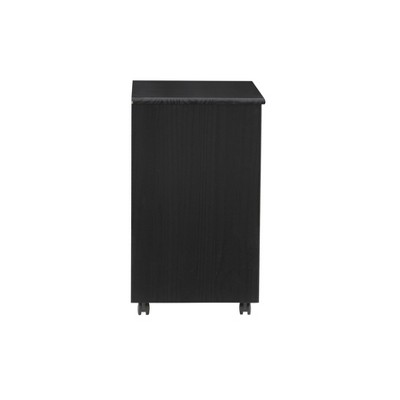 Cary Modern Black Pine Wood 6-Drawer Mobile Storage Cart