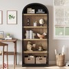 5 Shelf Arched Bookshelf Bookcase Tall Bookcase Farmhouse Display Storage Rack Wooden Bookshelves - 3 of 4